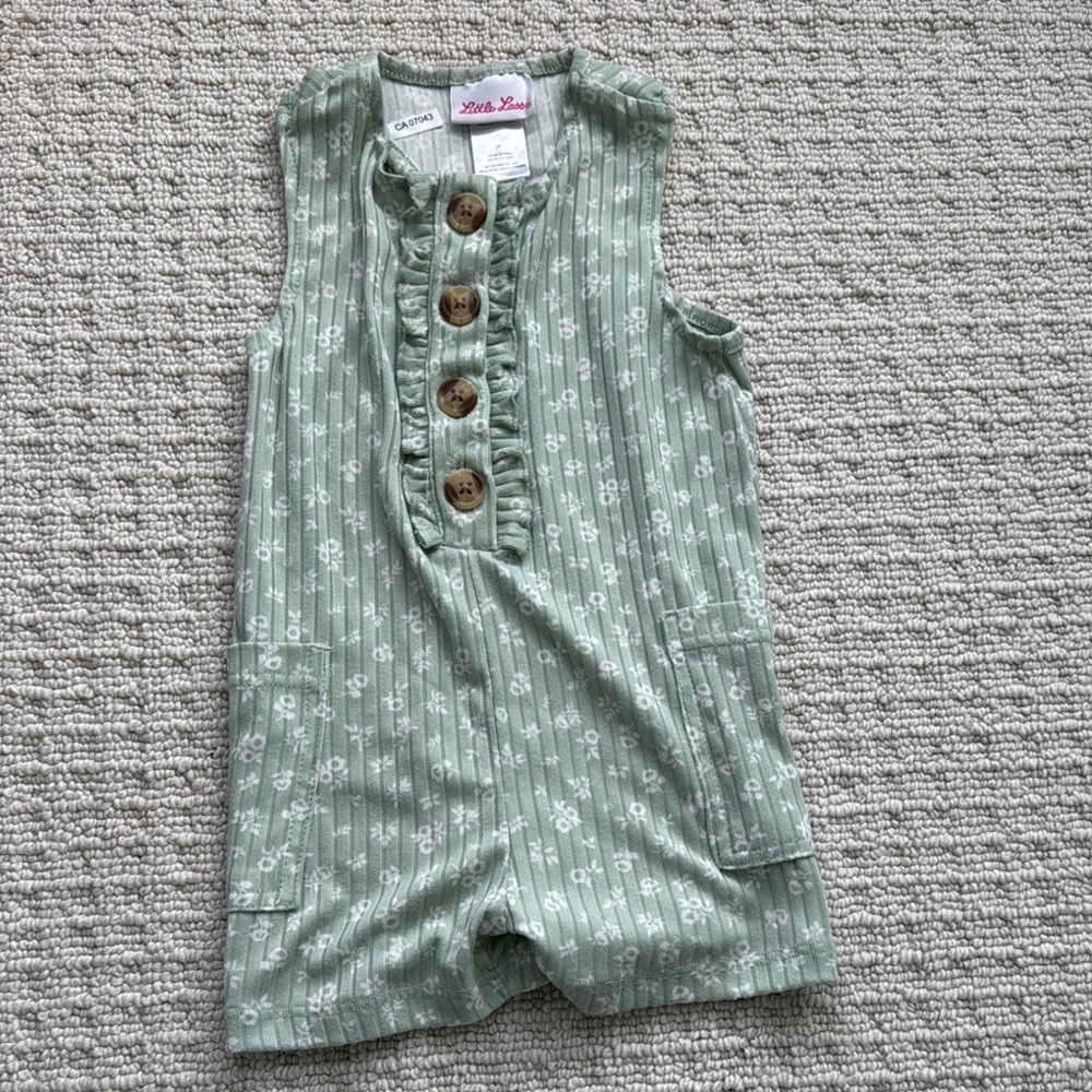 Green Floral Sleeveless Romper
